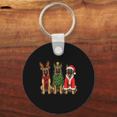 Retro Christmas Belgian Malinois Santa Reindeer Do Sleutelhanger (Voorkant)
