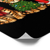 Retro Christmas Bengal Cat Santa Reindeer Poster (Hoek)