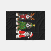 Retro Christmas Bernedoodle Santa Reindeer Dog Lov Fleece Deken (Voorkant (Horizontaal))