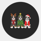 Retro Christmas Bernedoodle Santa Reindeer Dog Lov Ronde Sticker (Voorkant)