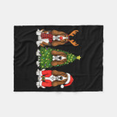 Retro Christmas Bet Hound Santa Reindeer Dog Lover Fleece Deken (Voorkant (Horizontaal))