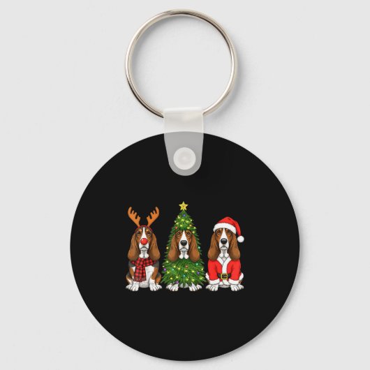 Retro Christmas Bet Hound Santa Reindeer Dog Lover Sleutelhanger (Voorkant)