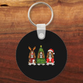 Retro Christmas Bet Hound Santa Reindeer Dog Lover Sleutelhanger (Voorkant)