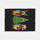 Retro Christmas Blue And Yellow Macaw Parrot Santa Fleece Deken (Voorkant (Horizontaal))