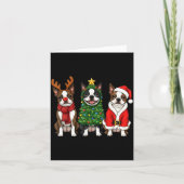 Retro Christmas Boston Terrier Santa Reindeer Dog  Kaart (Voorkant)