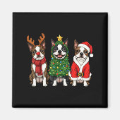 Retro Christmas Boston Terrier Santa Reindeer Dog  Magneet (Voorkant)