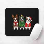 Retro Christmas Boston Terrier Santa Reindeer Dog Muismat (Met muis)