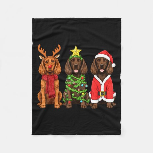 Retro Christmas Boykin Spaniel Santa Reindeer Dog Fleece Deken (Voorkant)