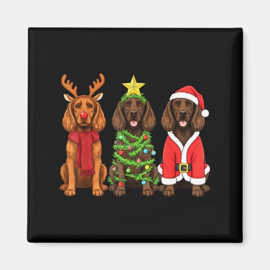 Retro Christmas Boykin Spaniel Santa Reindeer Dog  Magneet (Voorkant)
