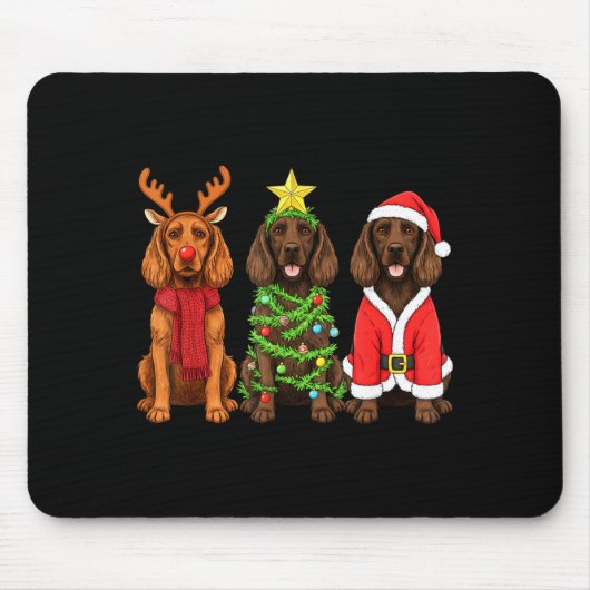 Retro Christmas Boykin Spaniel Santa Reindeer Dog  Muismat (Voorkant)