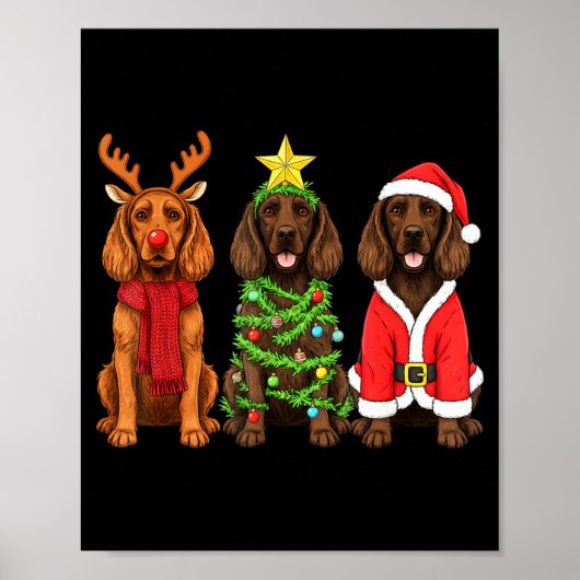 Retro Christmas Boykin Spaniel Santa Reindeer Dog  Poster (Voorkant)