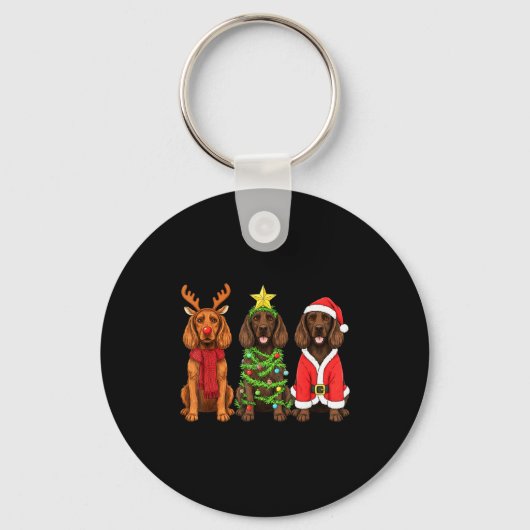 Retro Christmas Boykin Spaniel Santa Reindeer Dog Sleutelhanger (Voorkant)