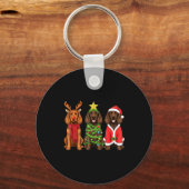 Retro Christmas Boykin Spaniel Santa Reindeer Dog Sleutelhanger (Voorkant)