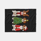 Retro Christmas Brittany Spaniel Santa Reindeer Do Fleece Deken (Voorkant (Horizontaal))