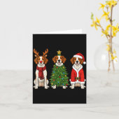 Retro Christmas Brittany Spaniel Santa Reindeer Do Kaart (Gele Bloem)