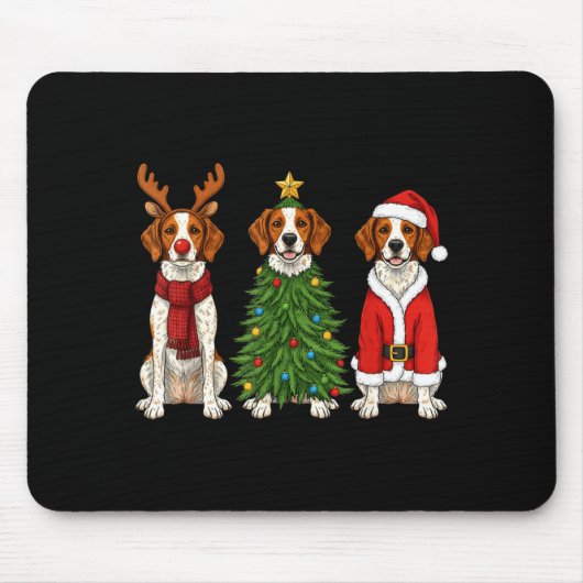 Retro Christmas Brittany Spaniel Santa Reindeer Do Muismat (Voorkant)
