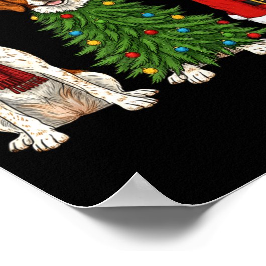 Retro Christmas Brittany Spaniel Santa Reindeer Do Poster (Hoek)