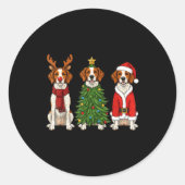 Retro Christmas Brittany Spaniel Santa Reindeer Do Ronde Sticker (Voorkant)