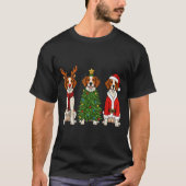 Retro Christmas Brittany Spaniel Santa Reindeer Do T-shirt (Voorkant)