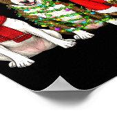 Retro Christmas Bull Terrier Santa Reindeer Dog Lo Poster (Hoek)