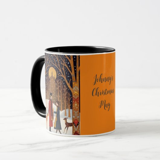 Retro Christmas Bygone Era Sneeuwscène Mok (Voorkant links)