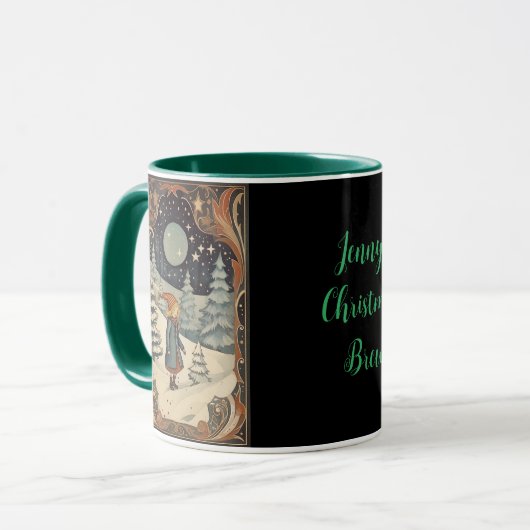 Retro Christmas Bygone Era Sneeuwscène Mok (Voorkant links)