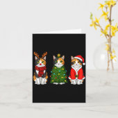 Retro Christmas Calico Cat Santa Reindeer  Kaart (Gele Bloem)