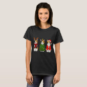 Retro Christmas Calico Cat Santa Reindeer T-shirt (Voorkant volledig)