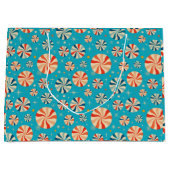 Retro Christmas Candy Cane Blauw Groot Cadeauzakje (Voorkant)