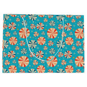 Retro Christmas Candy Cane Blauw Groot Cadeauzakje (Achterkant)