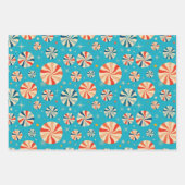 Retro Christmas Candy Cane Blauw Inpakpapier Vel (Voorkant)
