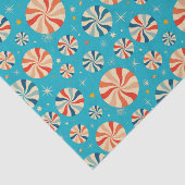 Retro Christmas Candy Cane Blauw Tissuepapier (Detail)