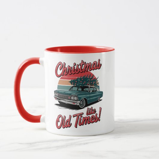 Retro Christmas Car – Old Times Holiday Mok (Links)