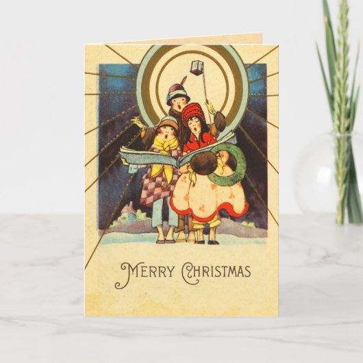 Retro Christmas Carol Kaart (Voorkant)