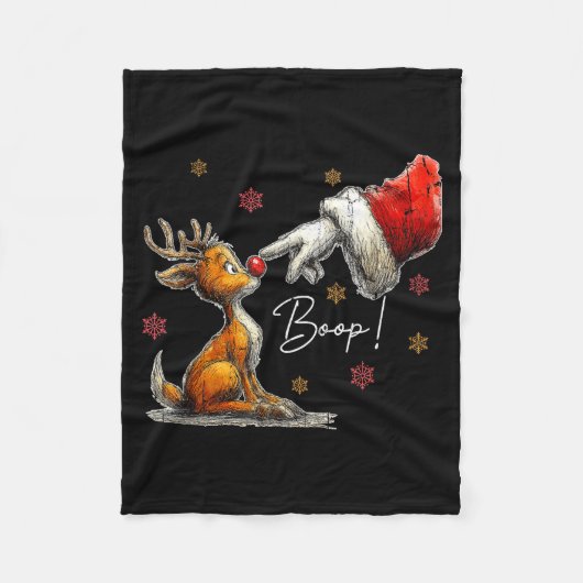 Retro Christmas Cartoon Boop, Christmas Reindeer  Fleece Deken (Voorkant)