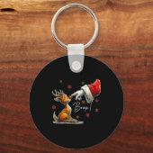 Retro Christmas Cartoon Boop, Christmas Reindeer  Sleutelhanger (Voorkant)