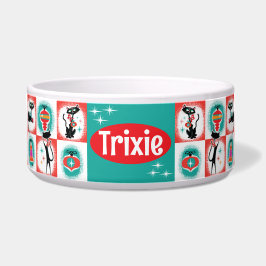 Retro Christmas Cats Food Bowl  Voerbakje