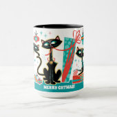 Retro Christmas Cats Mug Customizable Mok (Midden)