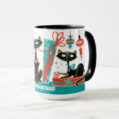 Retro Christmas Cats Mug Customizable Mok (Voorkant rechts)