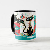 Retro Christmas Cats Mug Customizable Mok (Voorkant links)
