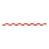 Retro Christmas Checkered Red Cream Pattern Satijnen Lint (Voorkant)
