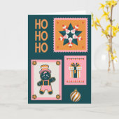 Retro Christmas Cheer Card – Gingerbread Man, Cand Kaart (Gele Bloem)