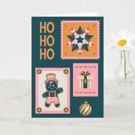 Retro Christmas Cheer Card – Gingerbread Man, Cand Kaart