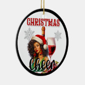 Retro Christmas Cheer Pinup Keramisch Ornament (Rechts)