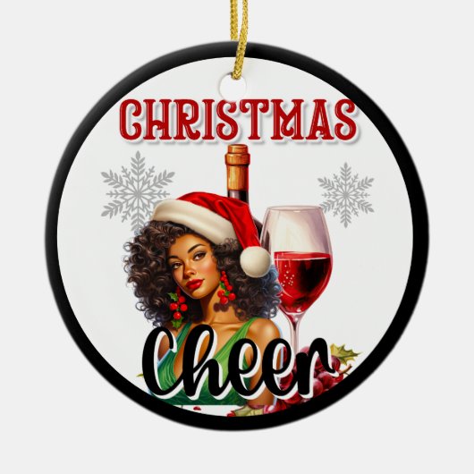 Retro Christmas Cheer Pinup Keramisch Ornament (Voorkant)