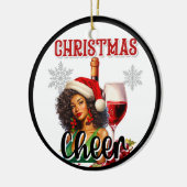 Retro Christmas Cheer Pinup Keramisch Ornament (Links)