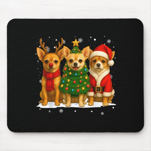 Retro Christmas Chihuahua Santa Reindeer Dog Lover Muismat (Voorkant)