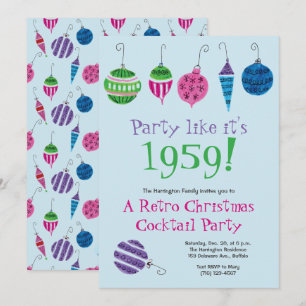 Retro Christmas Cocktail Party Vakantie Kaart