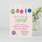 Retro Christmas Cocktail Party  Vakantie Kaart (Staand voorkant)