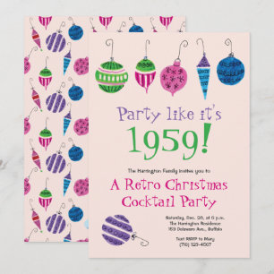 Retro Christmas Cocktail Party Vakantie Kaart